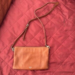 Fossil Tan Leather Crossbody Bag